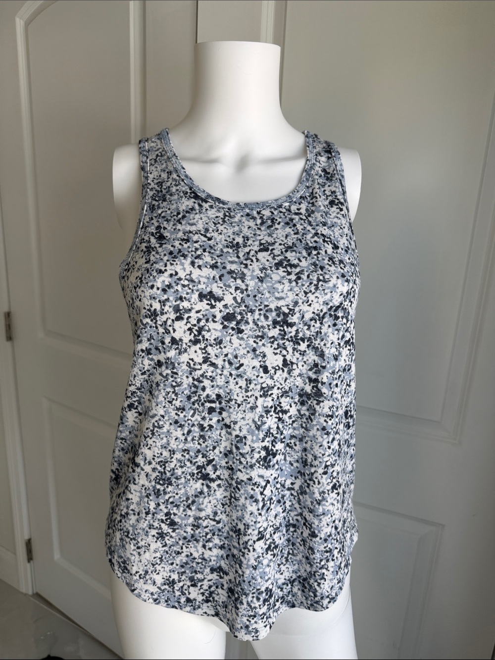 Athleta White and Blue Speckle Racerback Tank